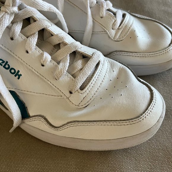 Reebok 9 Mens Royal Techque T Sneaker White Teal Green Leather Classic Shoes - Picture 3 of 10